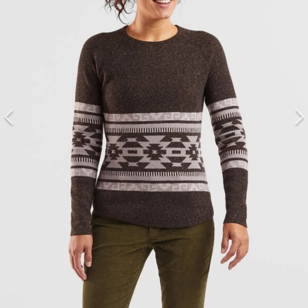 Title Nine Por Vida 2.0 Sweater Womens Small Gray Geometric Wool Blend Pullover